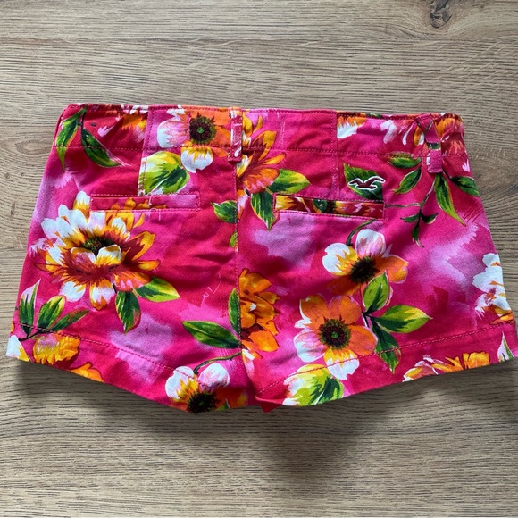 Hollister Floral Low Rise Shorts W23 Sz 00 Pink Orange Hawaiian Summer Holiday - Picture 5 of 13